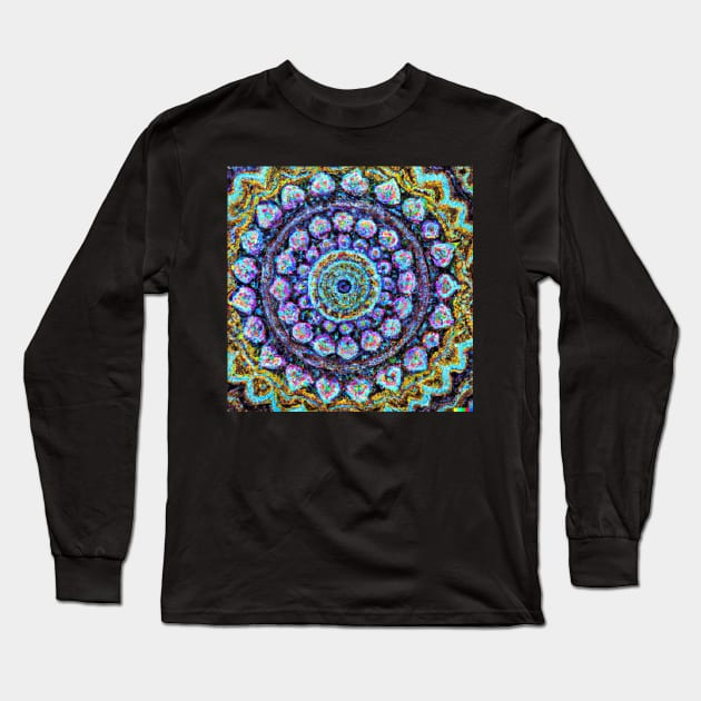 Colourful Mandala design Impressionist painting Long Sleeve T-Shirt by Eternal Experience